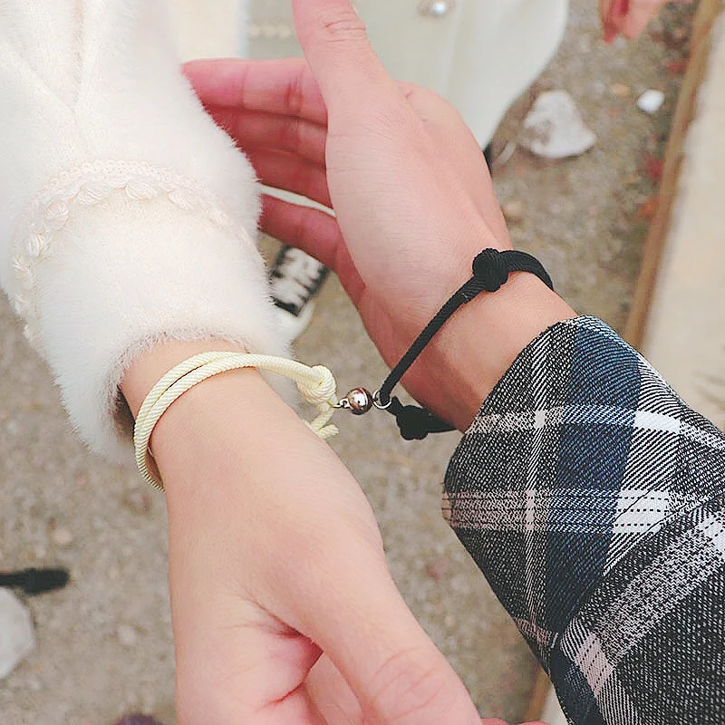 Минималистский парный браслет для влюбленных регулируемый красный на удачу