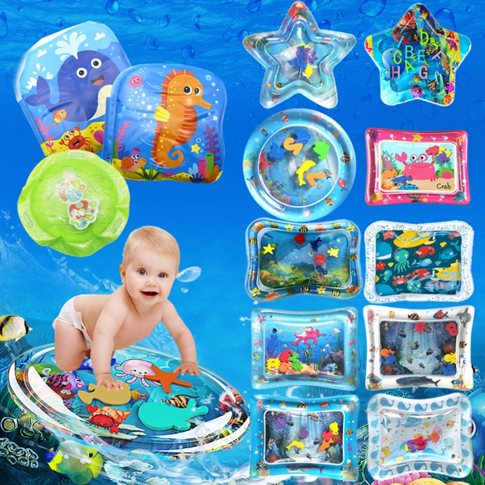 

Inflatable Baby Water Mat Infant Tummy Time Playmat Toddler Fun Activity Play Center Sensory Stimulation Motor Skills Boy Girl