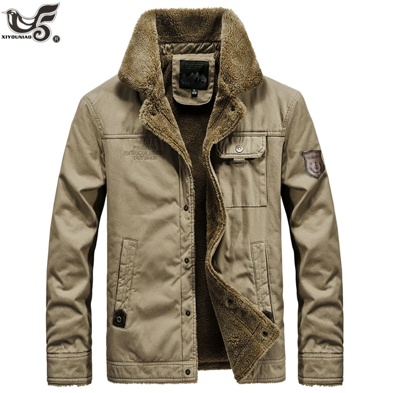 

Winter Bomber Jacket Men Air Force Pilot MA1 Jacket Warm Male fur collar Mens Army Tactical Fleece Jackets and coats size M~6XL