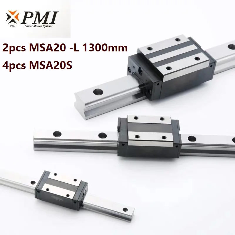 2шт Тайвань PMI MSA20-L 1300 мм линейная направляющая+ 4 шт. MSA20S блоки каретки для ЧПУ