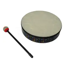 Yibuy многоцветный Деревянный Тамбурин барабан ручной Orff перкуссия 10 дюймов