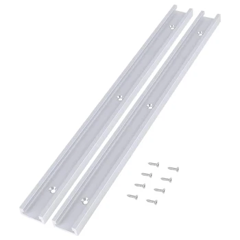 

2Pcs T Track Miter Track Jig Fixture Slot Straight Edge Clamping Tool Guide Aluminum Alloy T-Slot Track Locking Handle