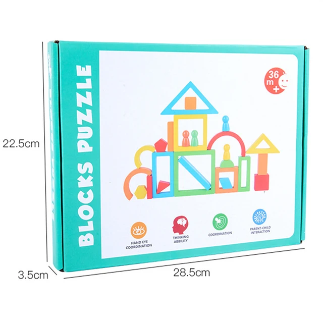 Children Montessori Wooden Toys Rainbow Building Blocks Balance Stacking Geometric 3D Puzzle Color Shape Educational Sensory Toy 6