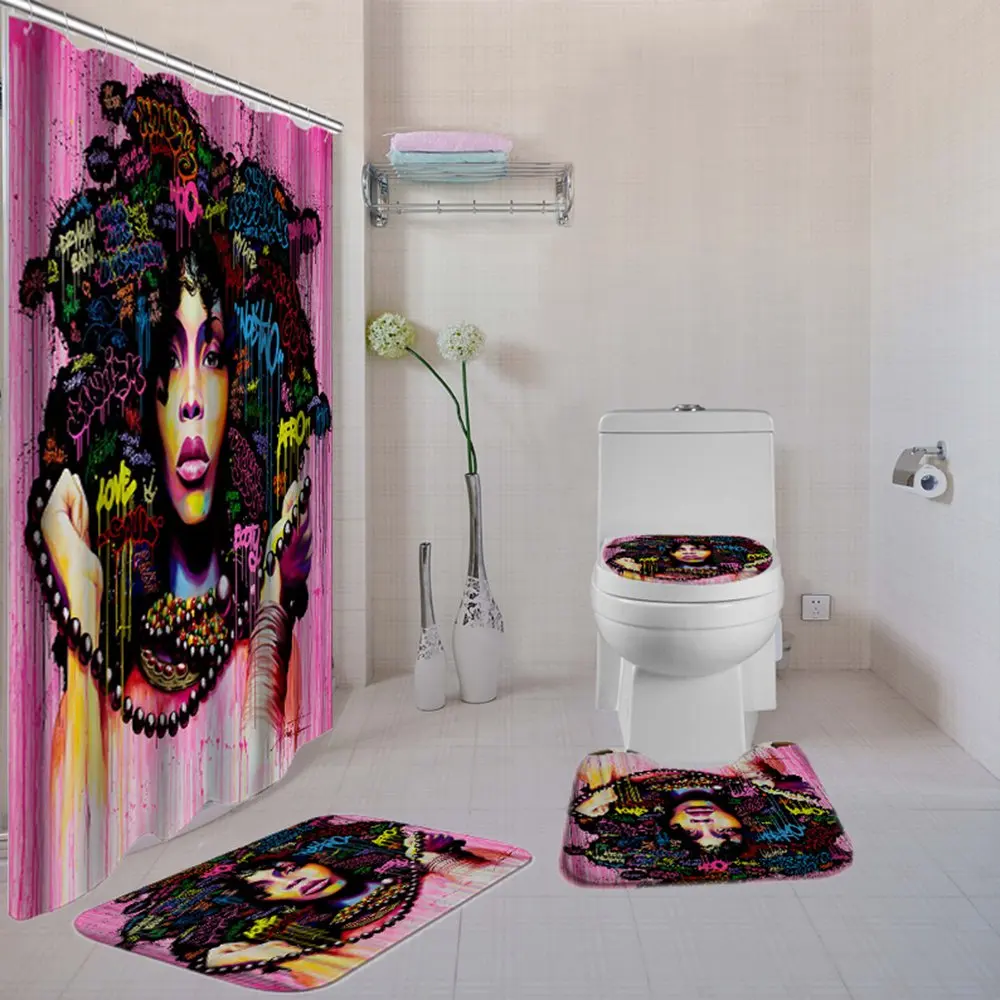 Dafield душевые наборы занавесок с Нескользящие Коврики для туалета крышка ванны