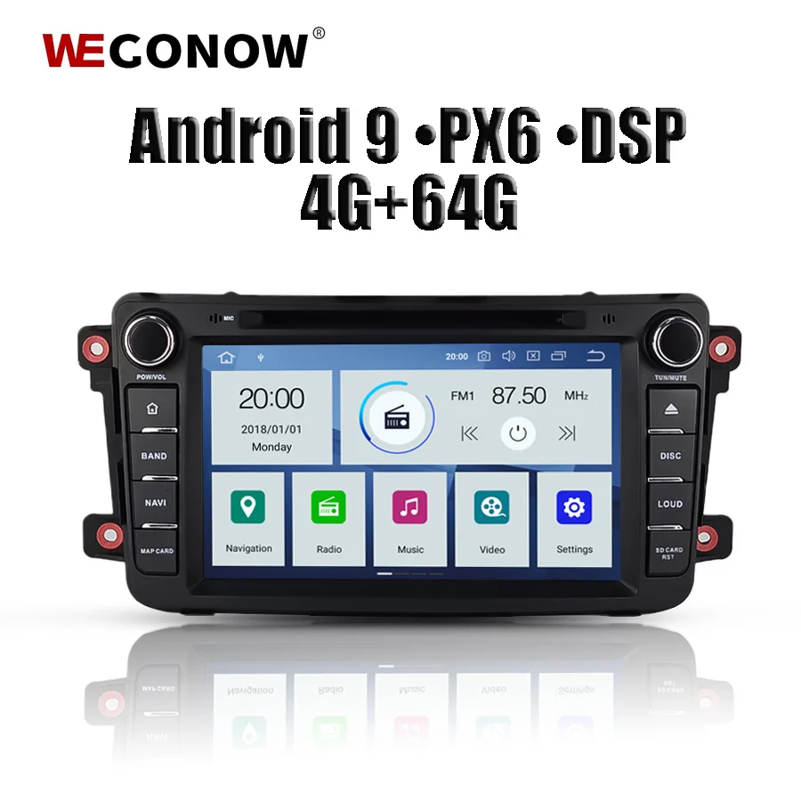 DSP PX6 ips Android 9,0 4 Гб ОЗУ 64 ГБ Автомобильный dvd-плеер gps карта Wifi RDS радио Bluetooth 4,2 для Mazda CX9 2009 2010 2011 2012