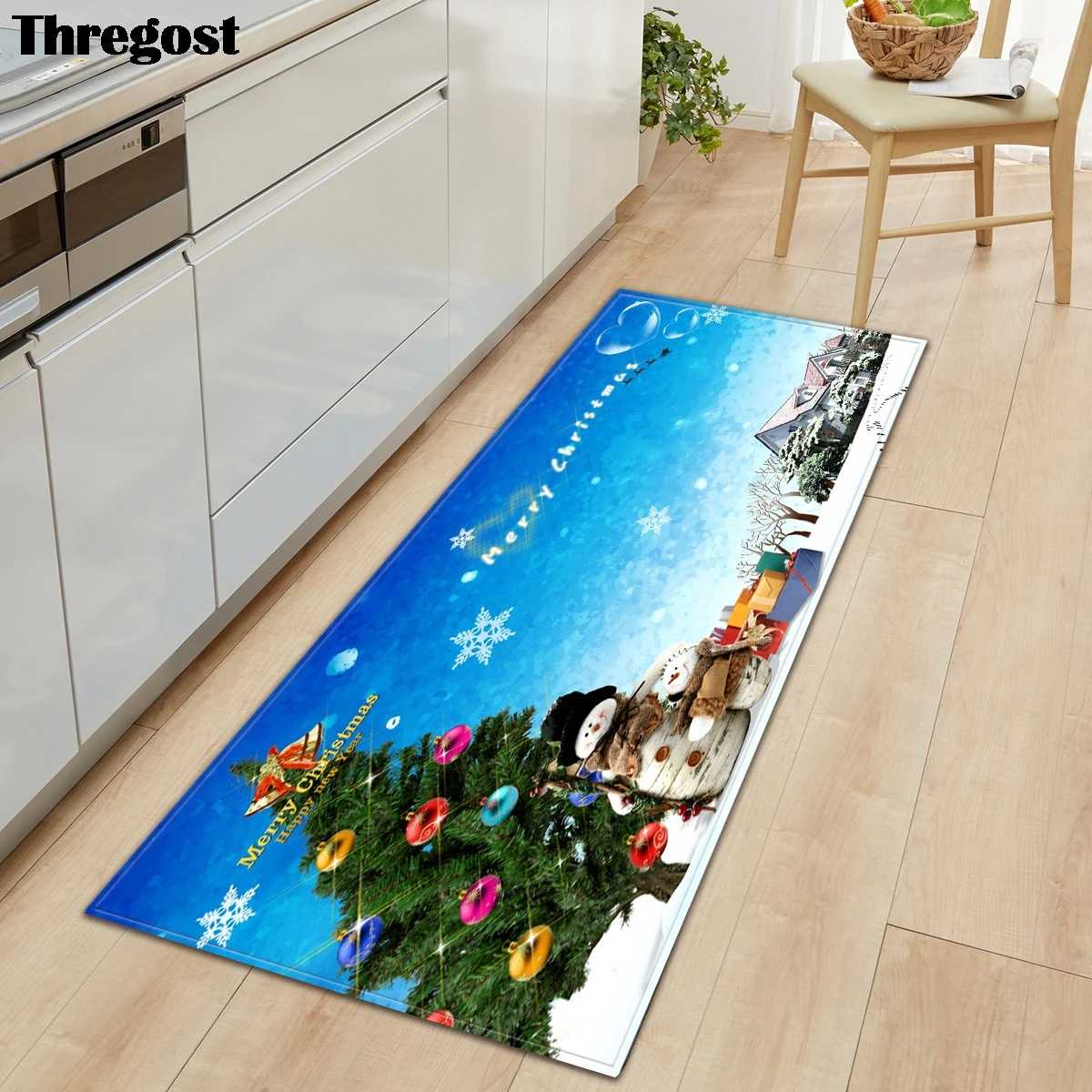 Thregost Printing Christmas Mat Floor Mats Long Rug Flannel 3D Carpet Microfiber Washable Kkitchen Anti-Slip Rugs | Дом и сад
