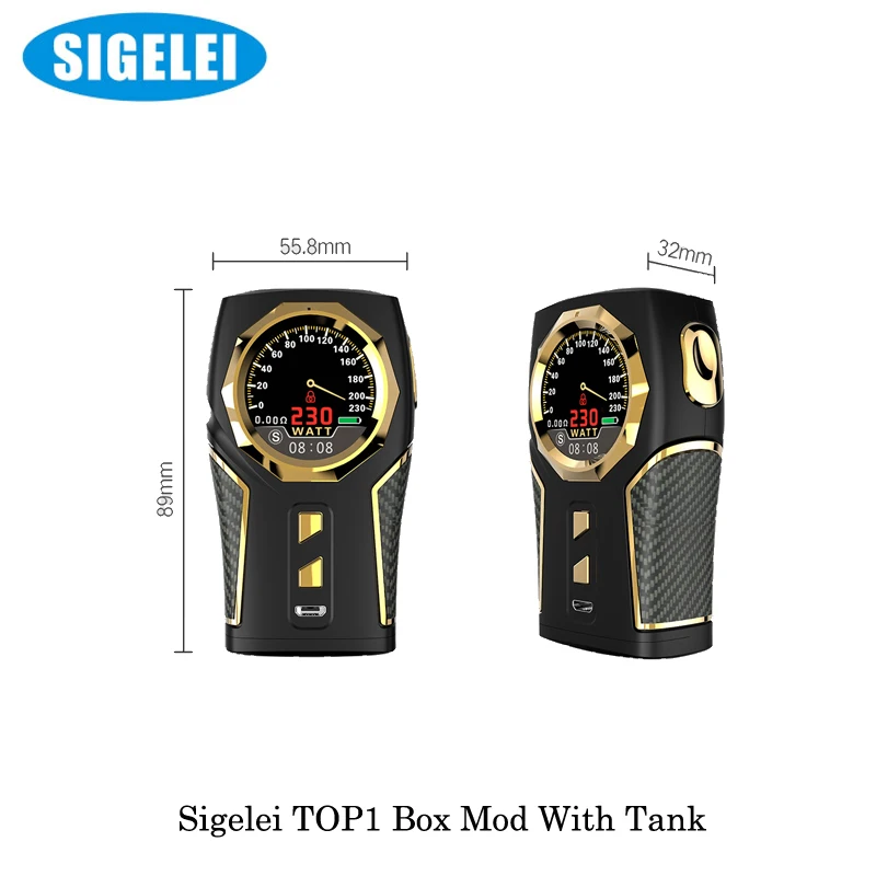 Электронная сигарета Sigelei Vape Top1 Top 1 230 Вт бокс-мод с P9 Sub Ohm баком 2 мл/RDA набор