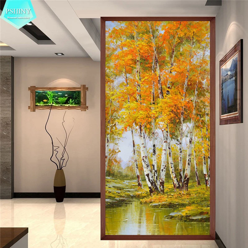 

5D DIY Diamond embroidery riverside forest landscape home decoration 100% Pictures round or square rhinestone Diamond painting