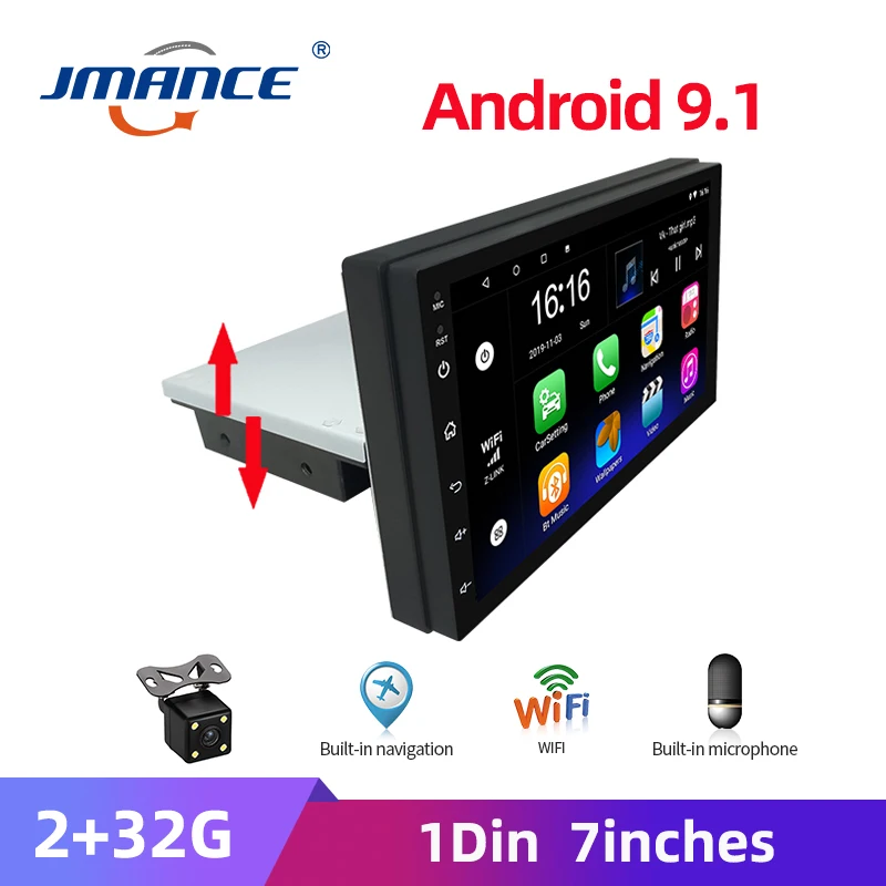 JMANCE 2G+32G Adjustable FM 1DIN 7 Inch Car Stereo Radio Android 9.1 Contact Screen GPS Navigation Player | Автомобили и