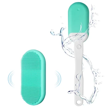 

Waterproof Electric Body And Facial Cleansing Brush, Back Scrubber With Soft Silicone Exfoliating Head And Long Handle for All S