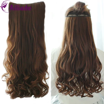 

AILIADE Long Wavy Clip In Hair Extensions Synthetic Hair Piece Heat Resistant Black Light Brown Hairstyle For Women Daily