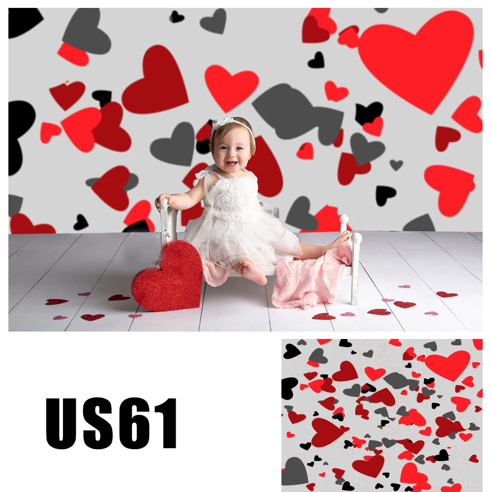 Colorful Valentines Day Background Baby Photo Booth Backdrop Love Hearts On Grey Photography Studio Portrait Wallpaper | Электроника