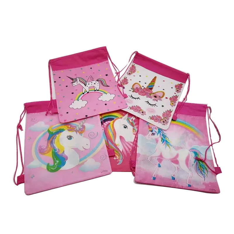 5 pieces Unicorn мини-Нетканый пачка Карманный шнурок пачка карманная сумка рюкзак дорожная посылка для хранения детей подарки на день рождения - Цвет: 5 pieces