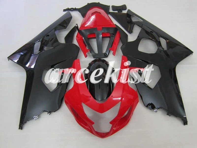 

New ABS Motorcycle Injection Full Fairings Kit Fit for Suzuki GSX-R600 GSX-R750 K4 2004 2005 04 05 Bodywork set Glossy black Red