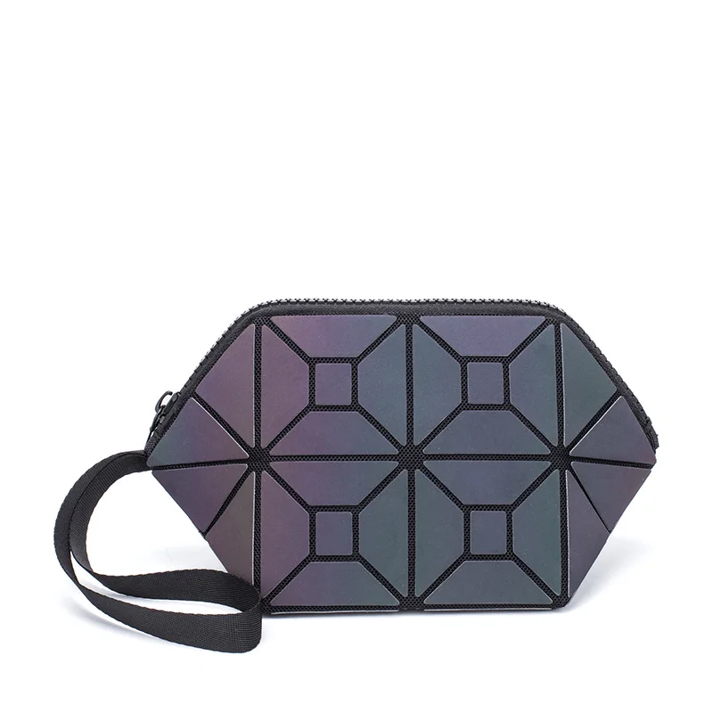 Женская сумочка для косметики из искусственной кожи маленький клатч женский с коротким ремешком косметичка для путешествий Геометрическая Сумка светящийся цвет - Цвет: Luminous-2