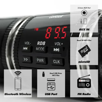 

12V DC Dual Waterproof Bluetooth Wireless Motorcycle Stereo Speaker MP3 Audio System USB AUX SD Radio