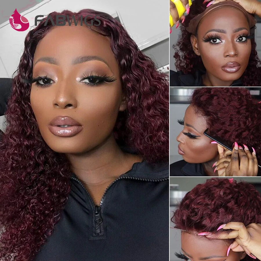 

Burgundy 99J Colored Human Hair Wigs Transparent Lace Wigs PrePlucked 13X6 Lace Front Human Hair Wigs Glueless Peruvian Red Wigs