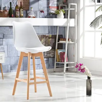 

Bar Stools Set of 2 PU Leather Bar Stools with Backs Kitchen Counter Bar Chairs Wood Leg for Kitchen Stool Pub Chairs White