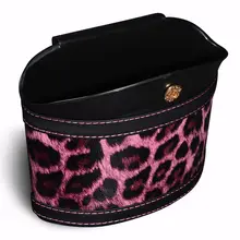 E-FOUR Fashion Car Trash Tin ABS Leather Leopard Print Elegant Car Accessories Rubbish Can Waterproof Umbrella Holder Trash Tins