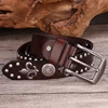 High Quality Metal Rivet Cowboy Belt Top Grain Genuine Leather Cowskin Men Belt Punk Rivet Jeans Belts For Men ► Photo 2/6