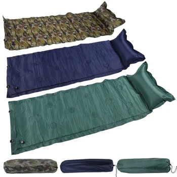 

Single Inflatable Sleeping Bed Outdoor Camping Mat Portable Roll Self Inflating Pillow Air Mattress Picnic Beach Mat Pad