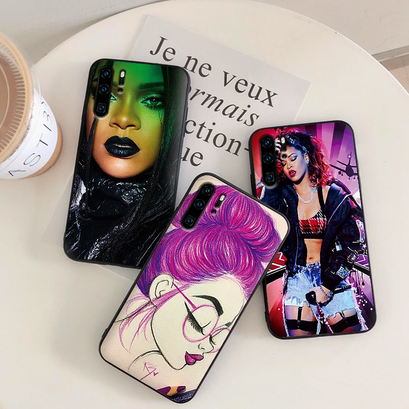 

Cartoon pretty girl rihanna Soft Silicone for Huawei P30 Lite Pro P Smart 2016 2019 P8 P9 P10 P20 TPU
