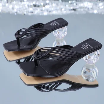 

Sexy Peep Toe Slingback Ladies High Heels Transparent Thin Heels Sandals Women Shoes Hollow Out Work Shoes Summer Shoes Woman