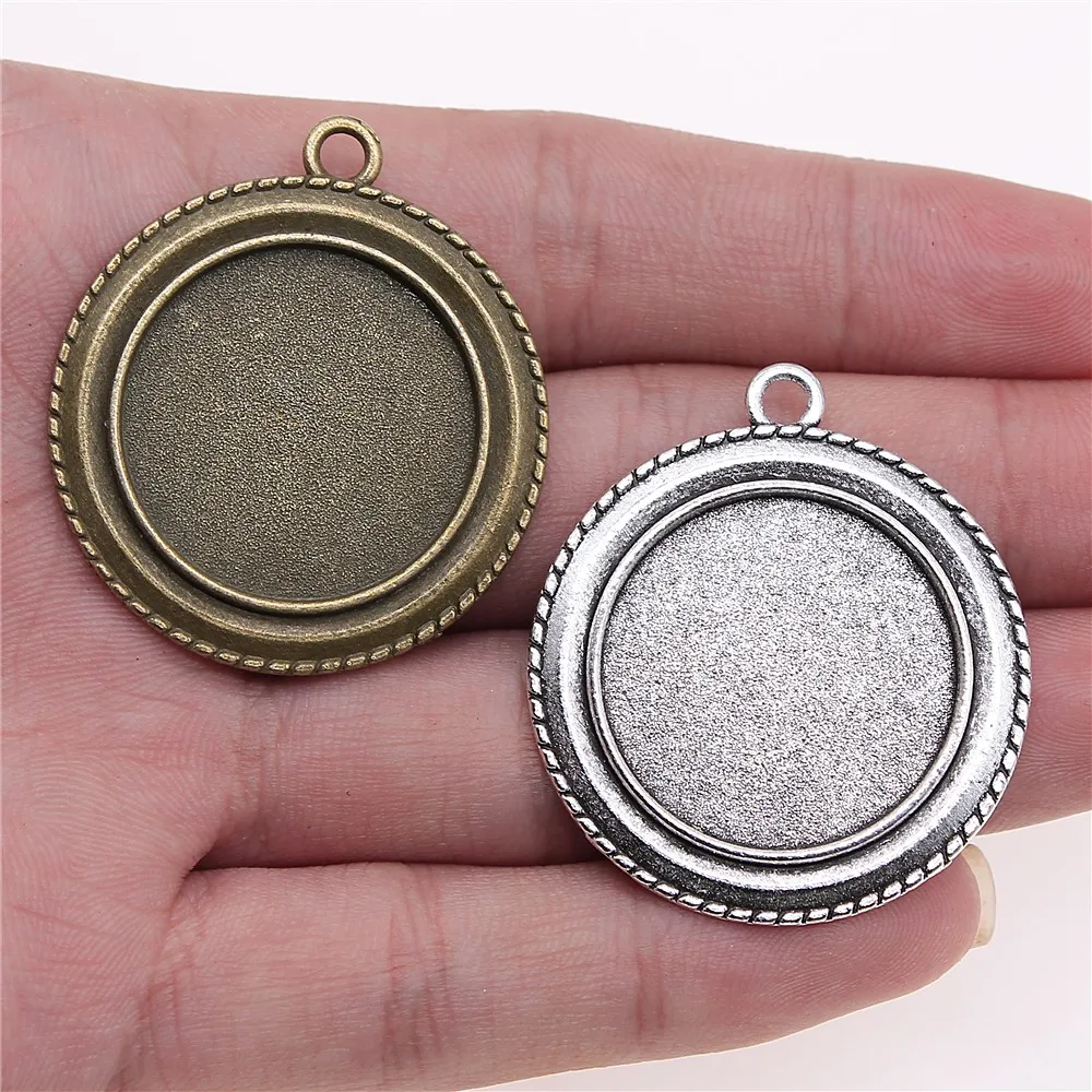 

4pcs 25mm Inner Size Simple Round Style Zinc Alloy Cameo Cabochon Base Setting Charms Pendant For Jewelry Making