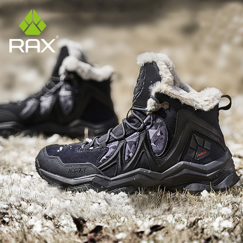 RAX Men Women Hiking Shoes Fleece Snow Boots For Men Women Outdoor Sports Sneakers Mens Mountain Shoes Trekking Walking Boots