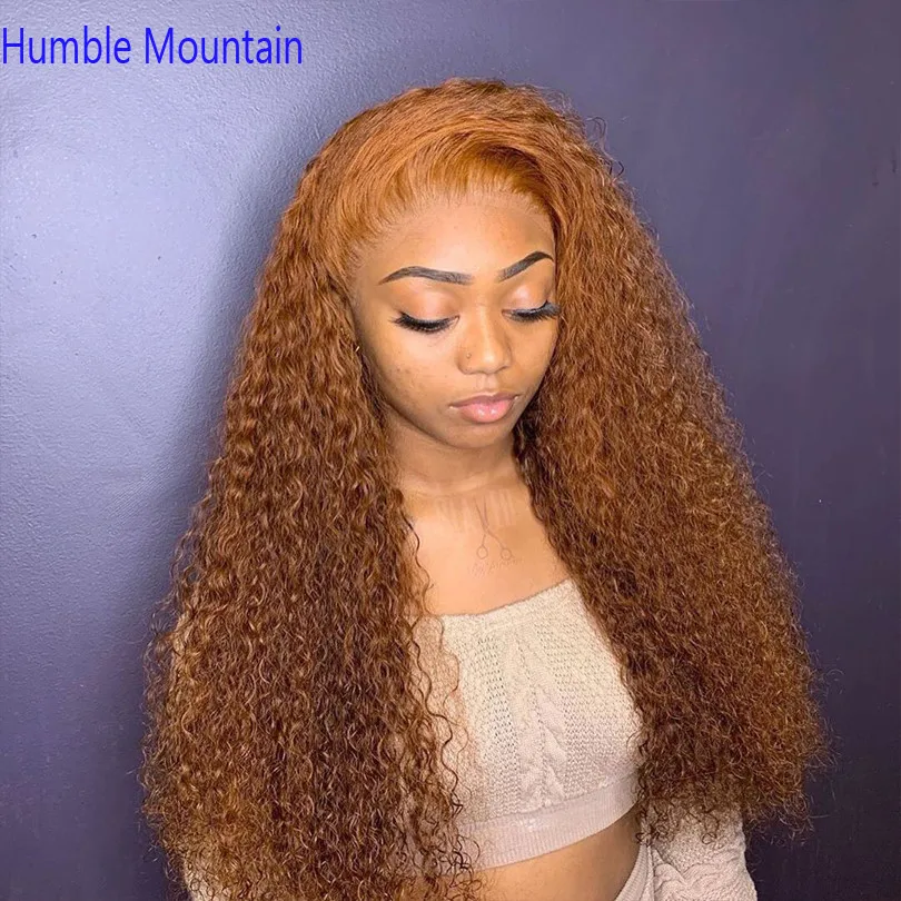 

Colored Full Lace Human Hair Wigs Curly Orange Ginger Wig Glueless Remy Wig Preplucked Free Part with Baby Hair for Women
