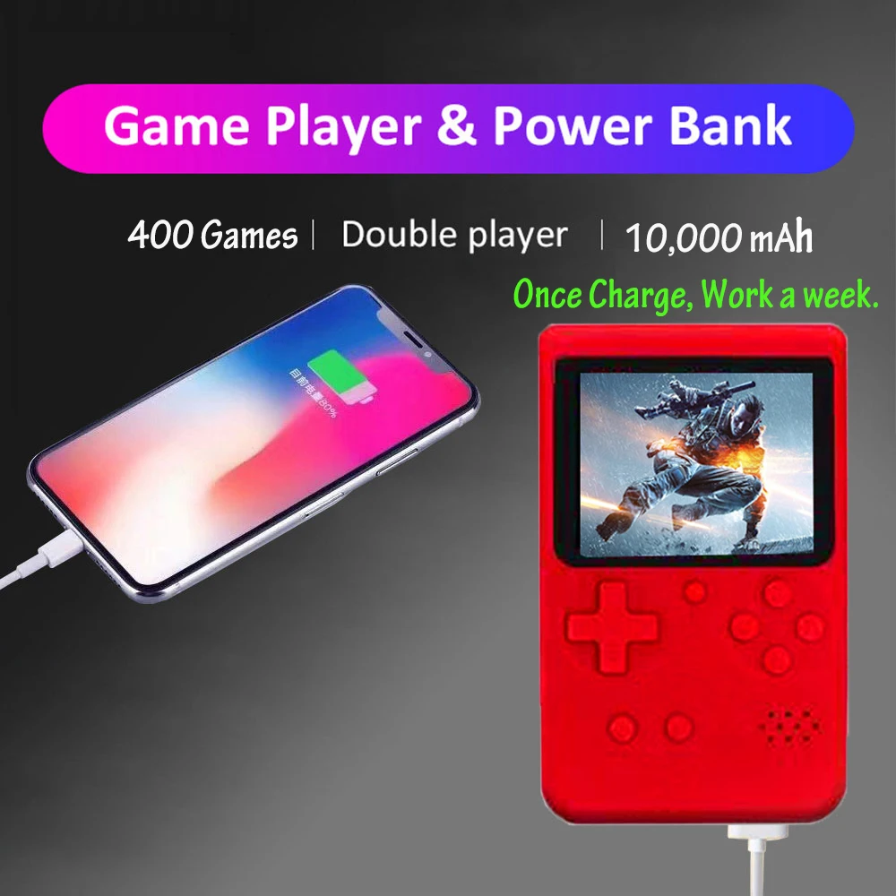 Built-in 400 in 1 Classic Games  +Power Bank Retro Portable Mini Video Game Console 8 Bit Pocket Handheld Game Player Best Gift