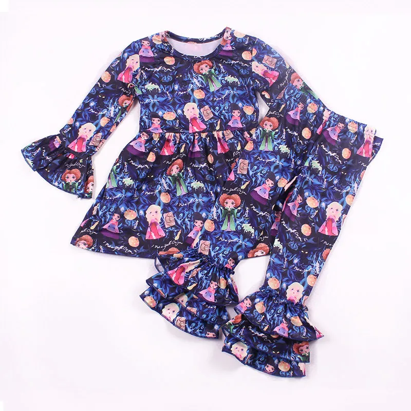 Осенне-зимнее детское платье принцессы для девочек молочный шелк с принтом платья для маленьких девочек эксклюзивное модное платье с расклешенными рукавами Детский костюм