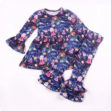 Осенне-зимнее детское платье принцессы для девочек молочный шелк с принтом платья для маленьких девочек эксклюзивное модное платье с расклешенными рукавами Детский костюм