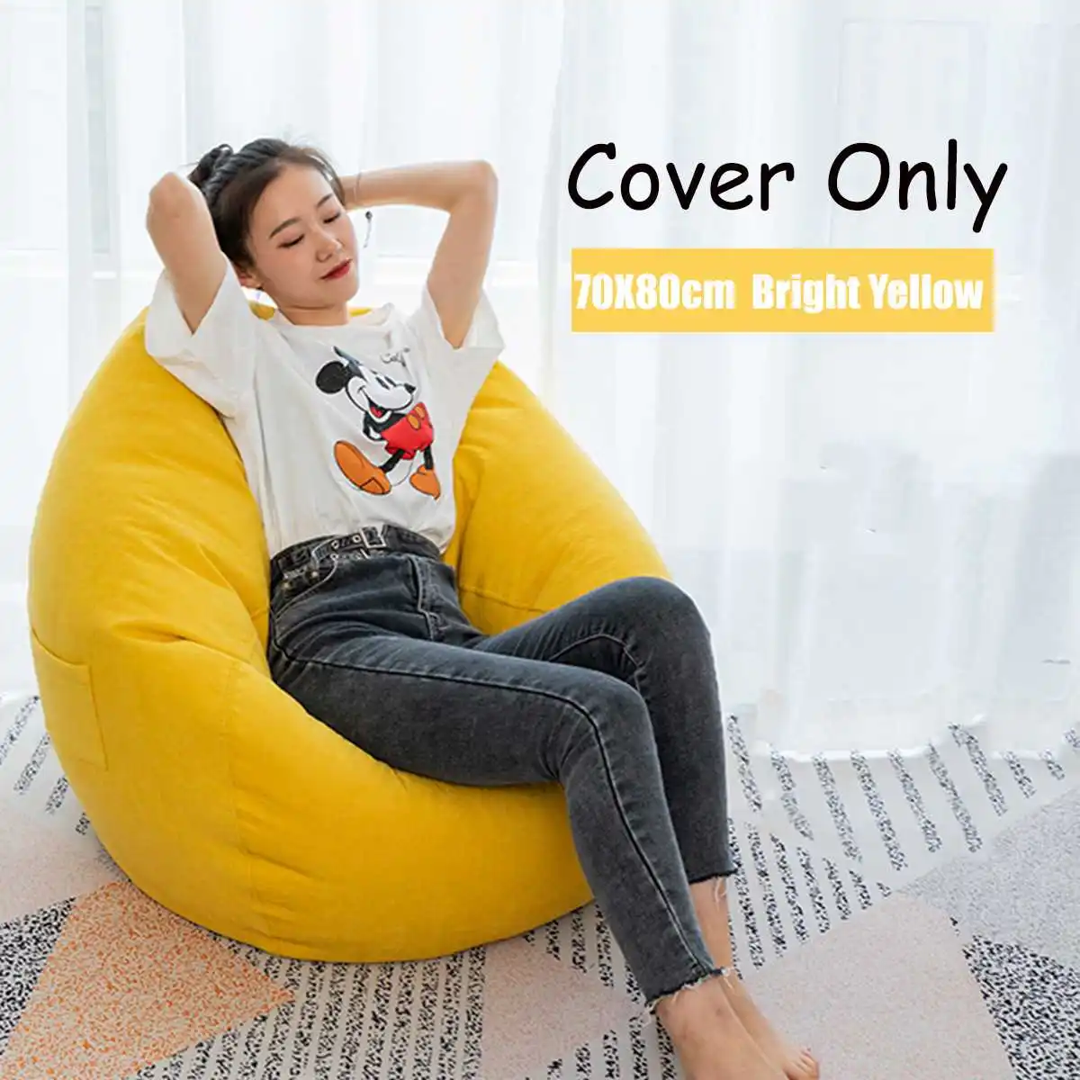 Bright Yellow Nesloth ленивый BeanBag чехлы для диванов+ внутренний вкладыш стулья без наполнителя шезлонг кресло мешок пуф слоеного дивана татами гостиной - Цвет: Bright Yellow