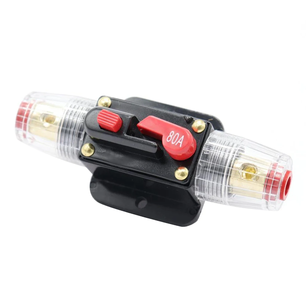 DC 12V-48V Inline Circuit Breaker 80A Manual Reset Switch Car Audio Fuse