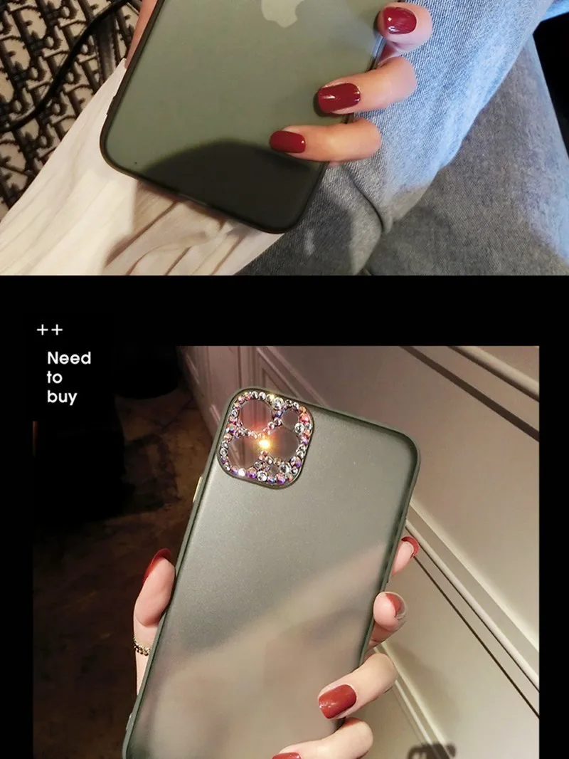 Роскошный Алмазный чехол для телефона для iPhone 11 Pro XS Max X XR 7 8 Plus матовый прозрачный чехол модный бренд для iPhone 11 женщина
