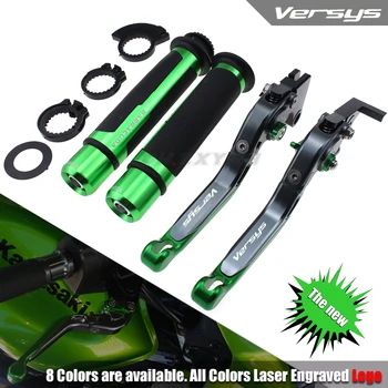 

For Kawasaki VERSYS (650cc) 2015-2018 Logo(Versys) Green+Titanium 8 Colors CNC Adjustable Motorcycle Brake Clutch Levers Grips
