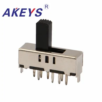 

10PCS SS-23F07 2P3T-G12 Double pole three throw 3 position slide switch 8 solder lug pin verticle type with 2 fixed pin