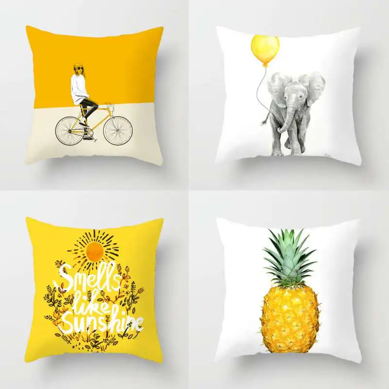

1PCS Cartoon Cushion Cover Family Print Pillow Case Polyester Cotton 45*45 CM Throw Pillow Cover Decoration For Home Office 2020