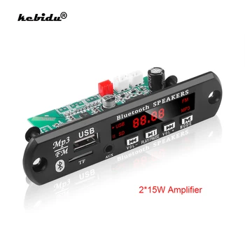 

kebidu 12V Bluetooth V5.0 MP3 Decoder Board Car MP3 Player USB TF Module FM AUX Radio With 2*15W Amplifier For Speaker