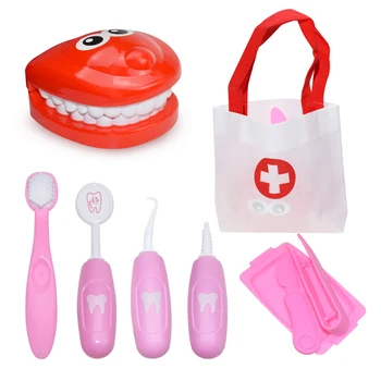 

9Pcs Pretend Play Toy Dentist Check Teeth Model Set Medical Kit Educational Role Play Simulation Learning Toys For Children Kids