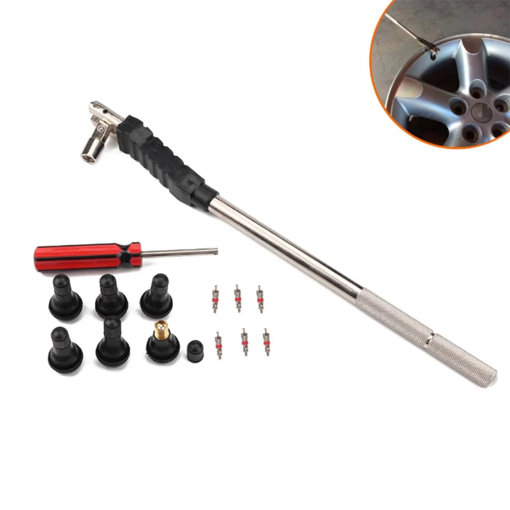 

6pcs Valve Stems and Valve Core Valve Stem Puller Car Truck Tire Repair Tool Single Head Valve Core Tool Set