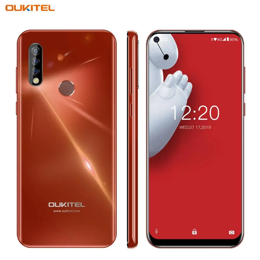 OUKITEL C17 Pro 6,3" слепое Отверстие дисплей Мобильный телефон Android 9,0 MTK6763 Восьмиядерный 4G+ 64GB двойной 4G LTE тройной камеры смартфон - Цвет: Original Red