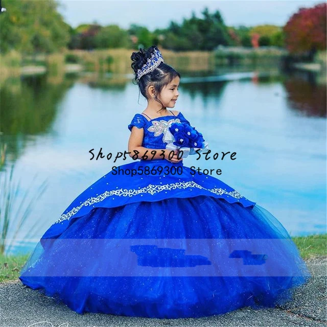 Vestido de baile bordado con cuentas para niños, vestido de princesa para  desfile de belleza, vestido de cumpleaños para niña de flores hinchadas,  fotografía de estilo mexicano - AliExpress