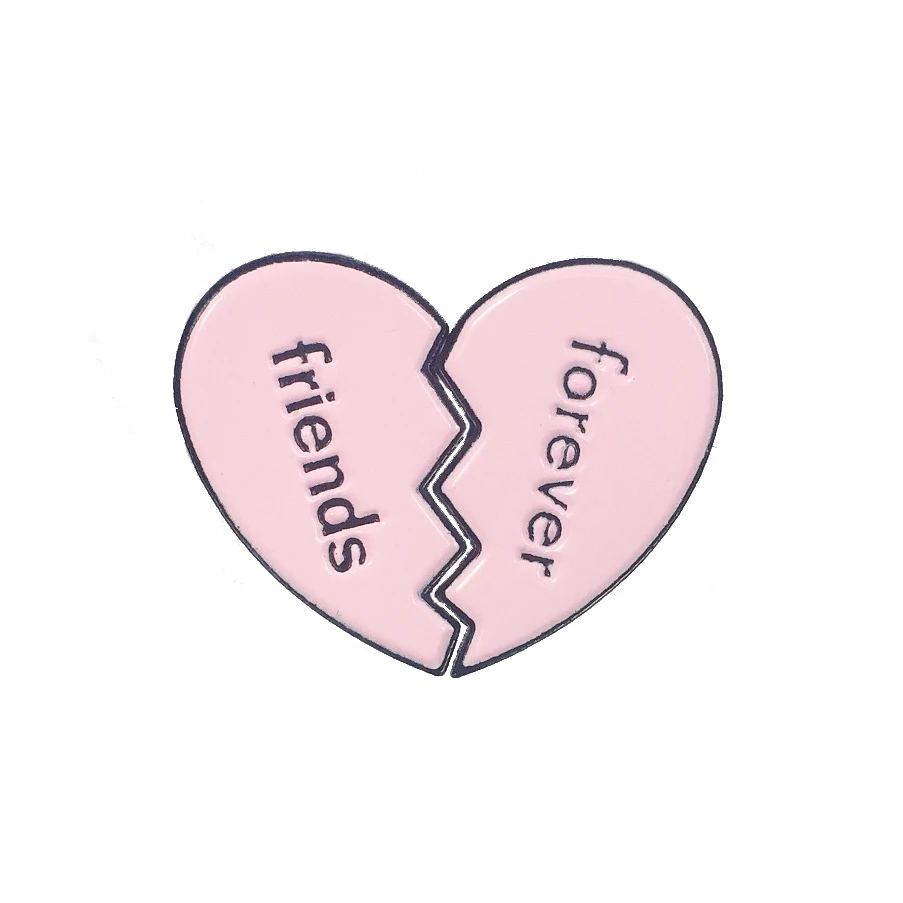 

Pink Broken Heart Metal Enamel Brooch Cute Fashion Friends Forever Badge Pin Simple Trendy Best Buds Costume Jewelry Gift