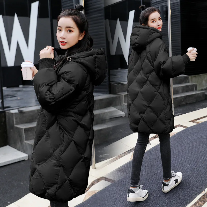

Cotton-padded Clothes Women's Mid-length 2018 Winter New Style Korean-style Slim Fit WOMEN'S Dress Fashion Thick Hooded Women's