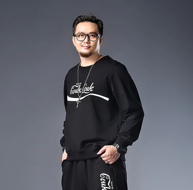 

K71239 Coke round Neck Sweater Sweatpants Set Two Case Fashion Loose-Fit Men's Plus-sized Casual Case