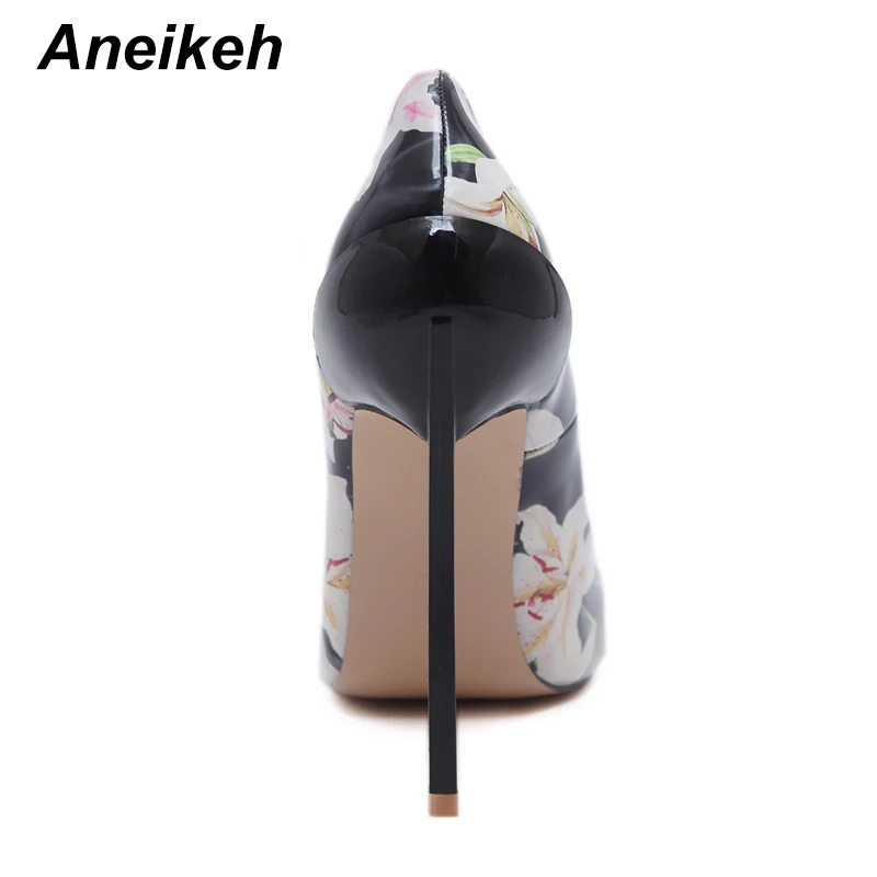 Aneikeh/ г. Весенне-осенние пикантные женские туфли-лодочки с вышивкой Дамская обувь на тонком высоком каблуке вечерние свадебные слипоны с острым носком 42