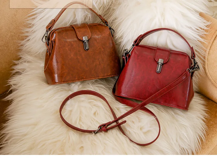 Doctoc Bag Women Leather Handbag 2019 Ladies Small Tote Purse Vintage Crossbody bag for Girls Padlock Messengers Black Brown RED (1)