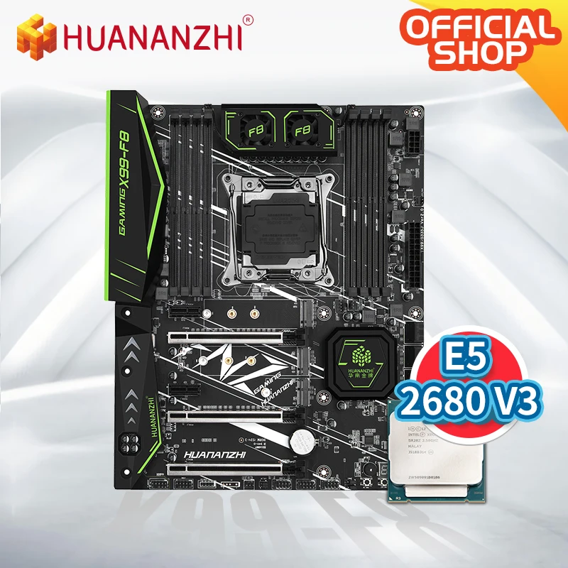 

HUANANZHI X99-F8 Motherboard with Intel XEON E5 2680V3 LGA2011-3 DDR4 RECC/NON-ECC memory NVME USB3.0 ATX Server workstation